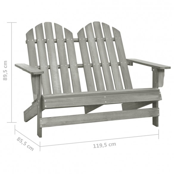 Chaise de jardin Adirondack 2 places Bois de sapin massif Gris