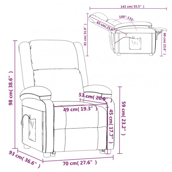 Fauteuil de massage Gris foncé Tissu