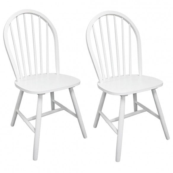 Chaises à manger lot de 2 blanc bois d'hévéa solide