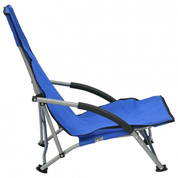 Chaises de plage pliables 2 pcs Bleu Tissu