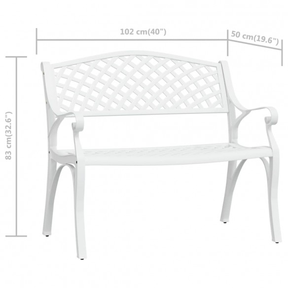 Banc de jardin 102 cm Aluminium coulé Blanc