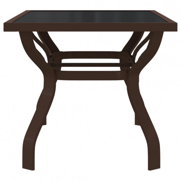 Table de jardin Marron et noir 140x70x70 cm Acier et verre