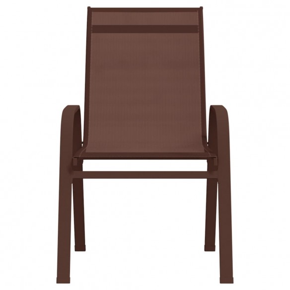 Chaises empilables de jardin 6 pcs Marron Tissu textilène