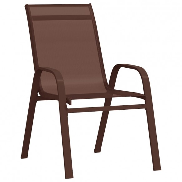 Chaises empilables de jardin 6 pcs Marron Tissu textilène