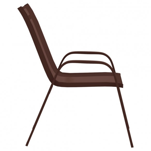 Chaises empilables de jardin 6 pcs Marron Tissu textilène