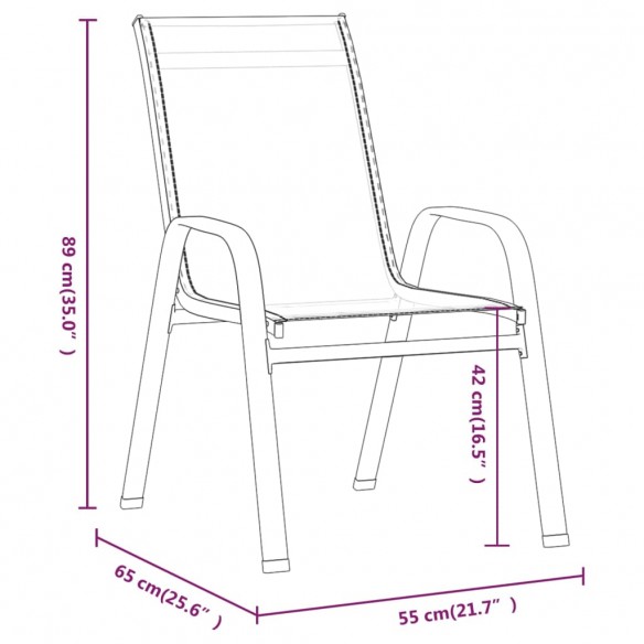 Chaises empilables de jardin 6 pcs Marron Tissu textilène