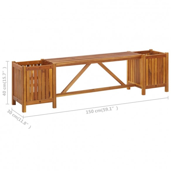 Banc de jardin avec 2 jardinières 150x30x40 cm Bois d'acacia