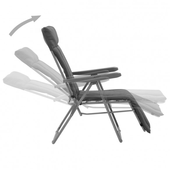 Chaises pliables de jardin avec coussins 2 pcs Gris