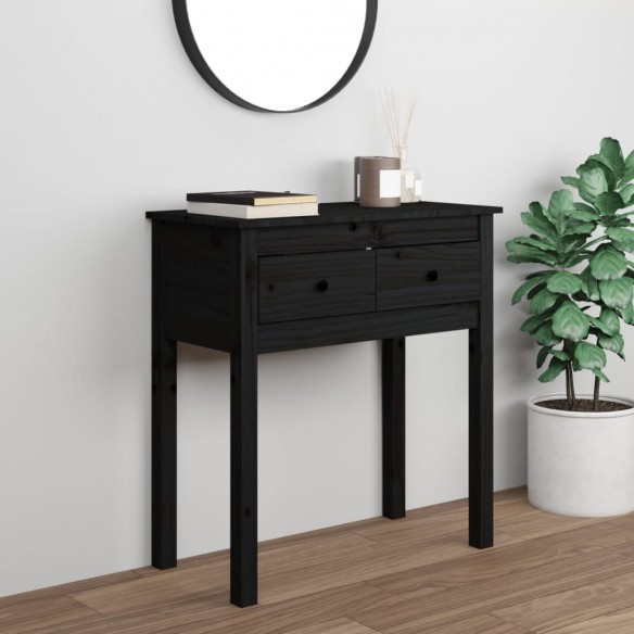 Table console Noir 70x35x75 cm Bois massif de pin