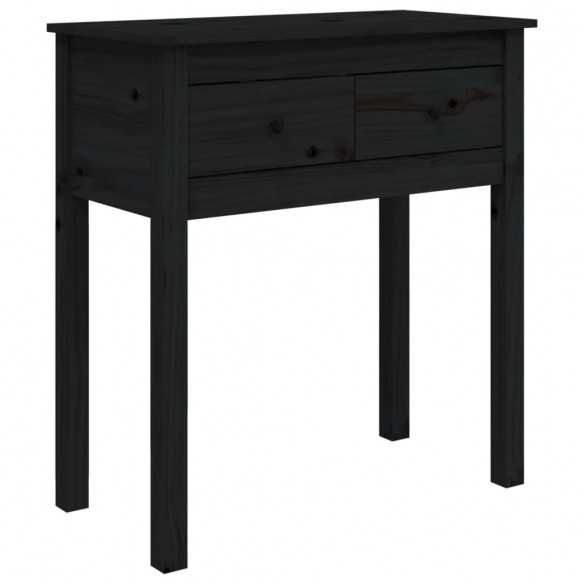 Table console Noir 70x35x75 cm Bois massif de pin