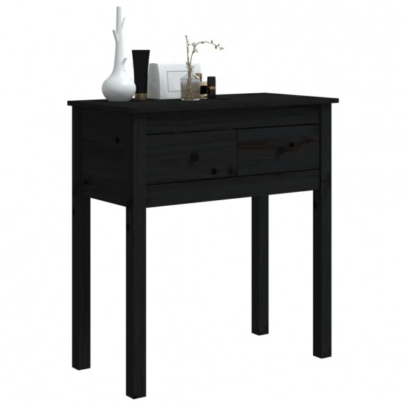 Table console Noir 70x35x75 cm Bois massif de pin