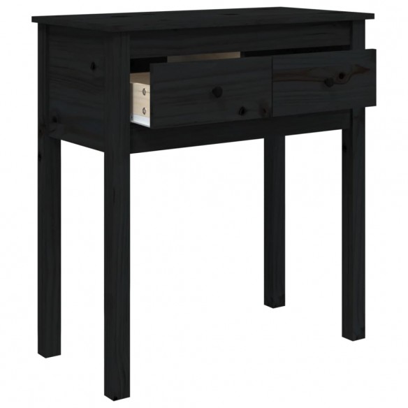 Table console Noir 70x35x75 cm Bois massif de pin