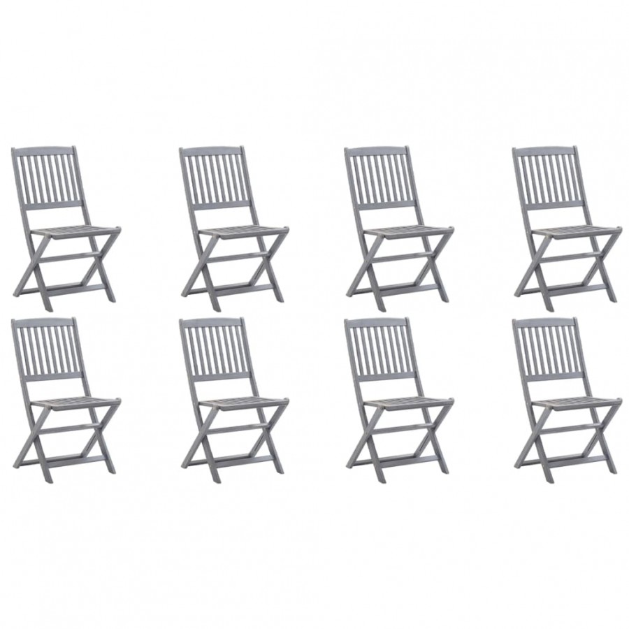 Chaises pliables d'extérieur 8 pcs Bois d'acacia solide