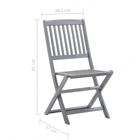 Chaises pliables d'extérieur 8 pcs Bois d'acacia solide