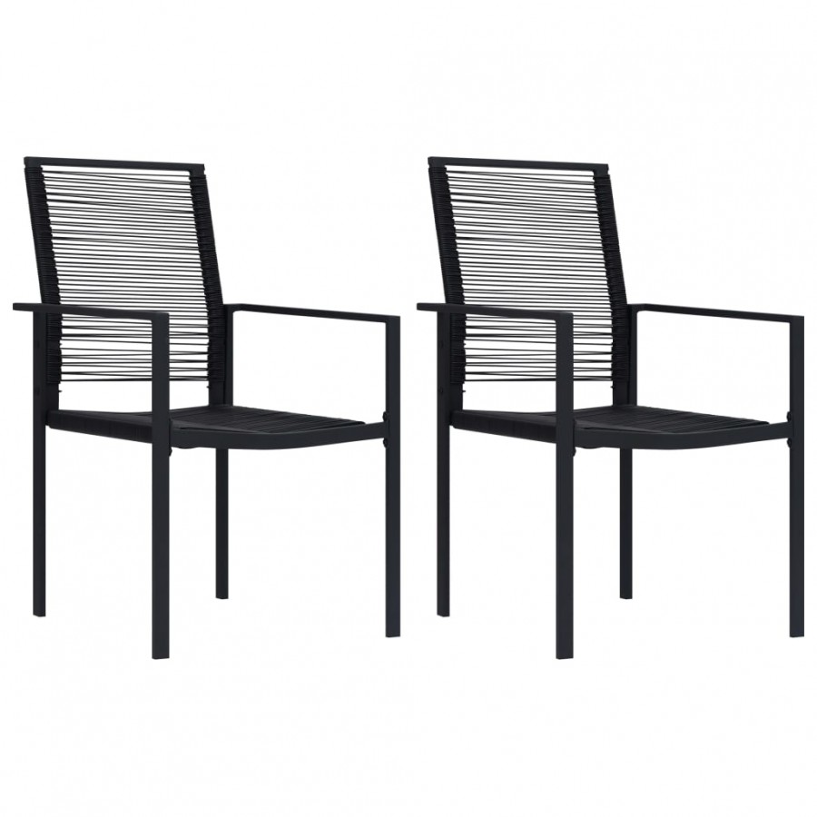 Chaises de jardin 2 pcs Rotin PVC Noir