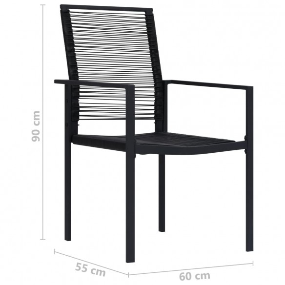 Chaises de jardin 2 pcs Rotin PVC Noir