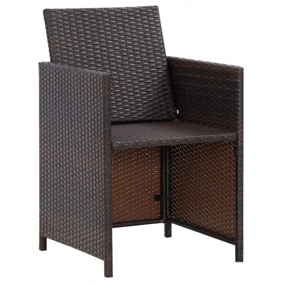 Jeu de chaise et tabouret de jardin 4 pcs Résine tressée Marron