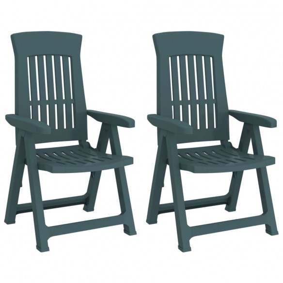 Chaises inclinables de jardin 2 pcs vert PP