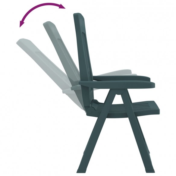 Chaises inclinables de jardin 2 pcs vert PP