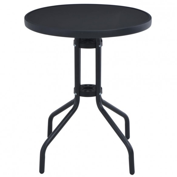 Table de jardin Noir 80 cm Acier et verre