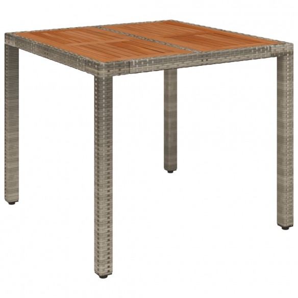 Table de jardin dessus en bois Gris 90x90x75 cm Résine tressée