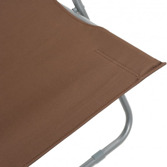 Chaises de plage pliables 2 pcs Acier et tissu oxford Marron