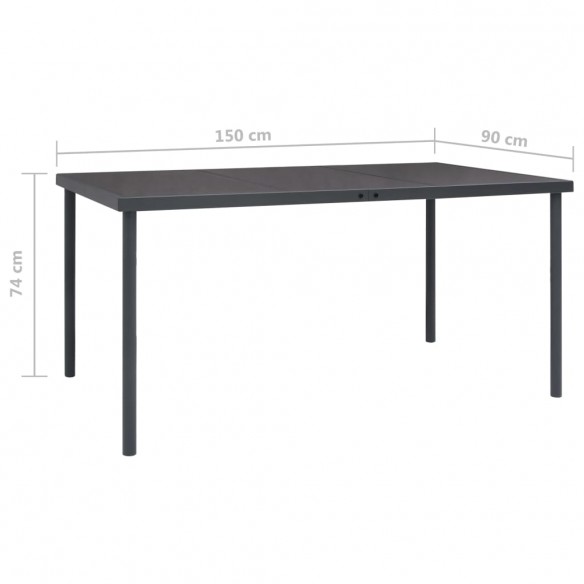 Table à dîner d'extérieur Anthracite 150x90x74 cm Acier