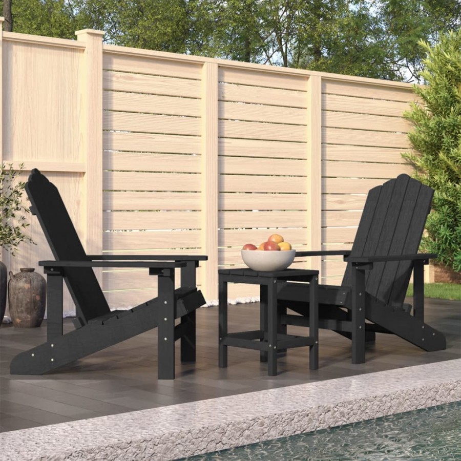 Chaises de jardin Adirondack avec table PEHD Anthracite