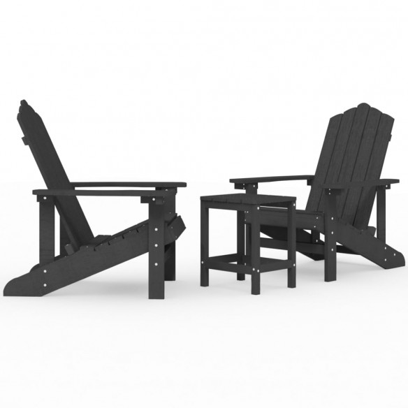 Chaises de jardin Adirondack avec table PEHD Anthracite