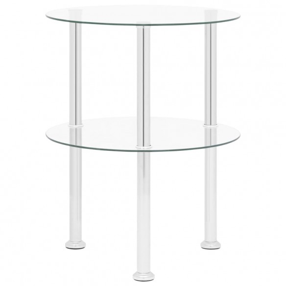 Table d'appoint 2 niveaux Transparent 38 cm Verre trempé