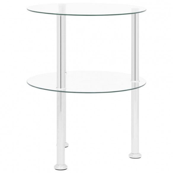 Table d'appoint 2 niveaux Transparent 38 cm Verre trempé