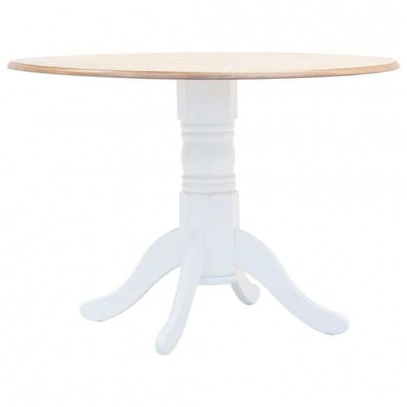 Table à dîner Blanc et marron 106 cm Bois d'hévéa massif