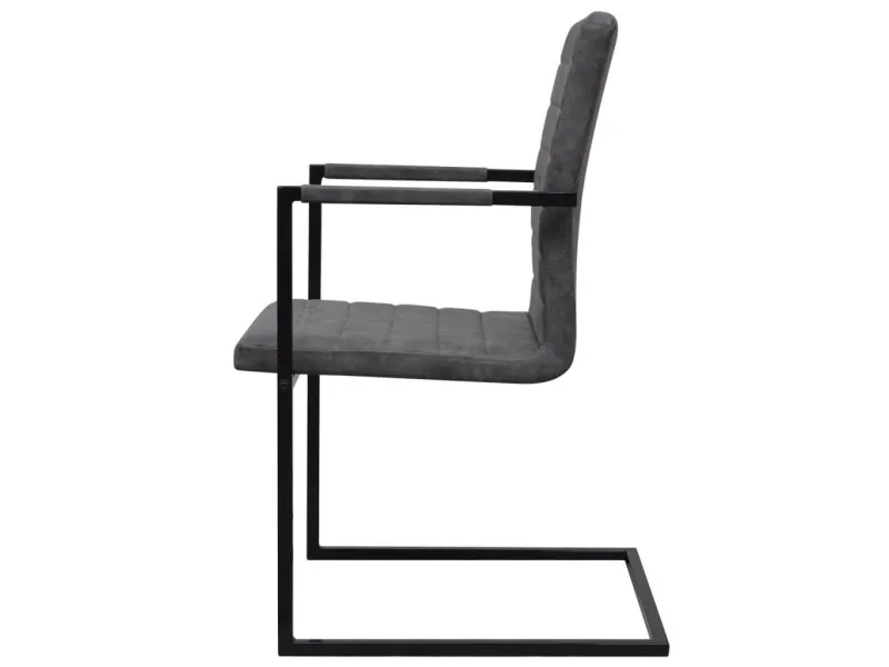 Chaises à manger cantilever lot de 2 gris similicuir