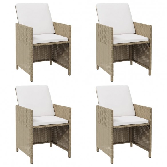 Chaises de jardin avec coussins 4 pcs Résine tressée Beige