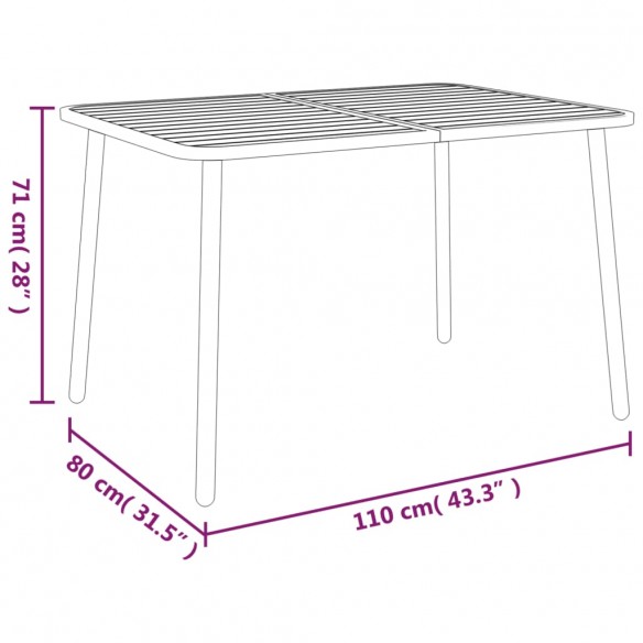 Table de jardin anthracite 110x80x71 cm acier