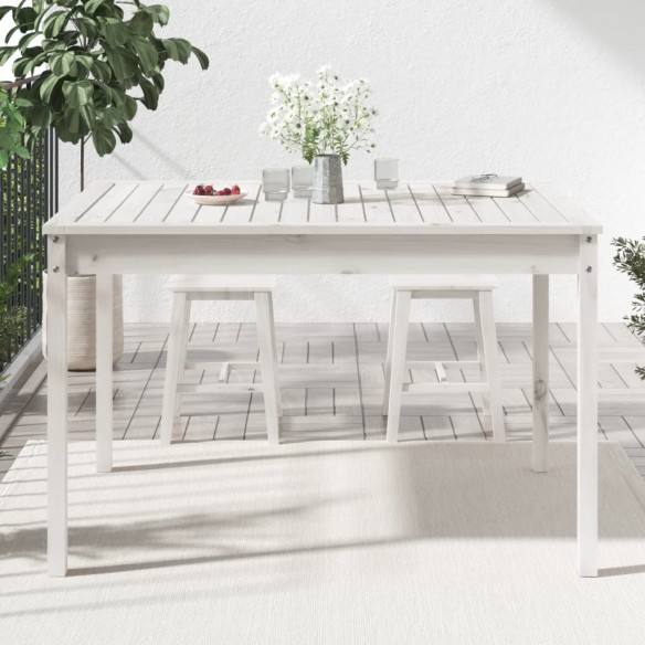 Table de jardin blanc 121x82,5x76 cm bois massif de pin