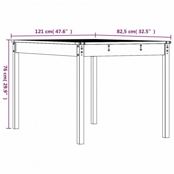 Table de jardin blanc 121x82,5x76 cm bois massif de pin