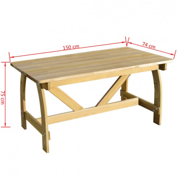 Table de jardin 150x74x75 cm Bois de pin imprégné