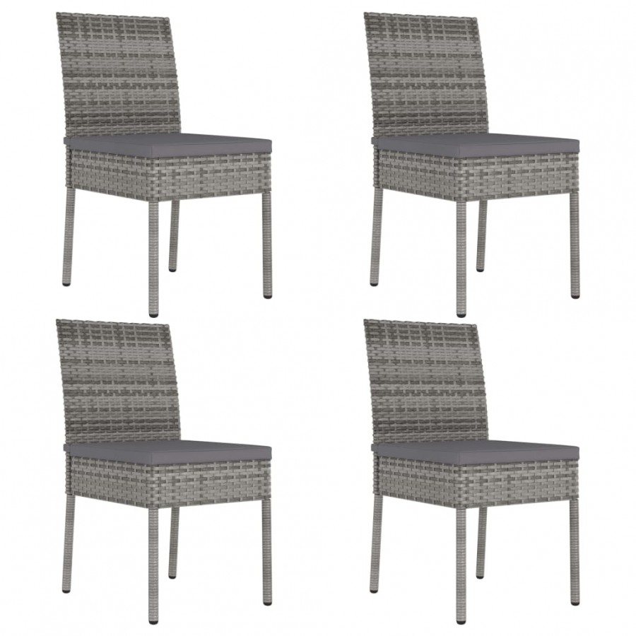 Chaises de salle à manger de jardin 4 pcs Résine tressée Gris