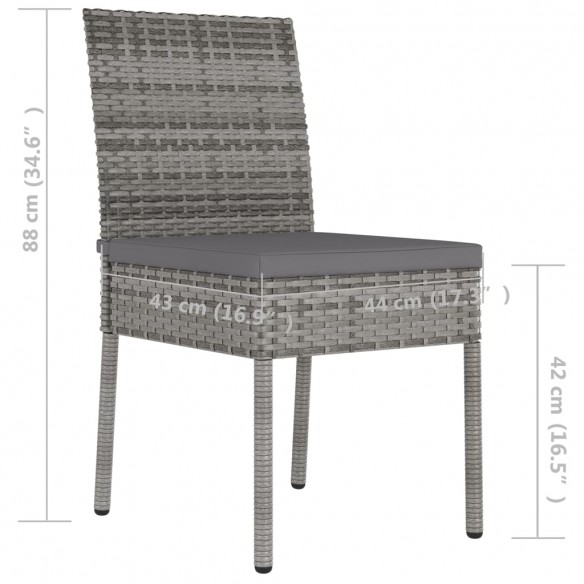 Chaises de salle à manger de jardin 4 pcs Résine tressée Gris