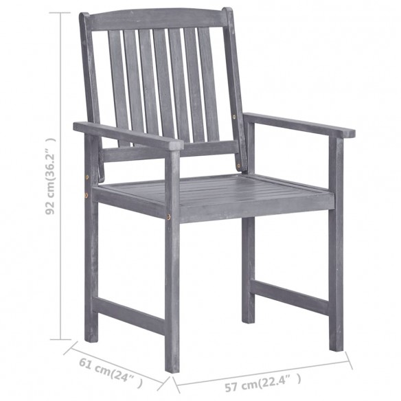 Chaises de jardin lot de 4 Bois massif d'acacia Gris