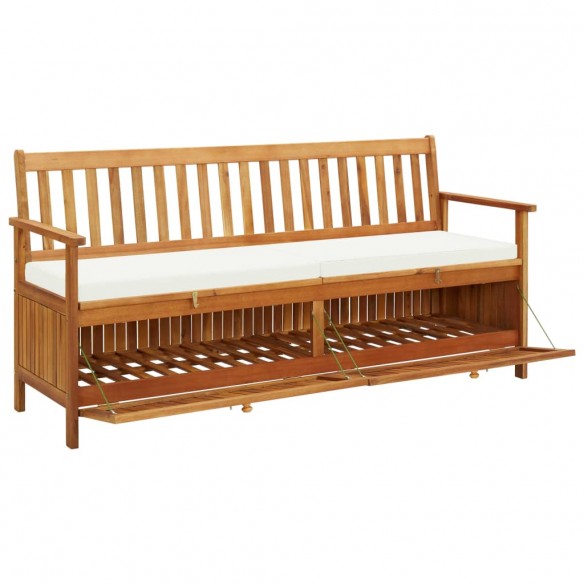 Banc de rangement avec coussin 170 cm Bois d'acacia solide