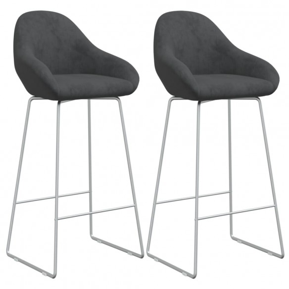 Tabourets de bar lot de 2 gris foncé velours