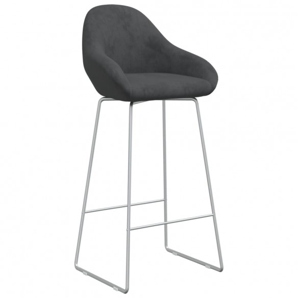 Tabourets de bar lot de 2 gris foncé velours