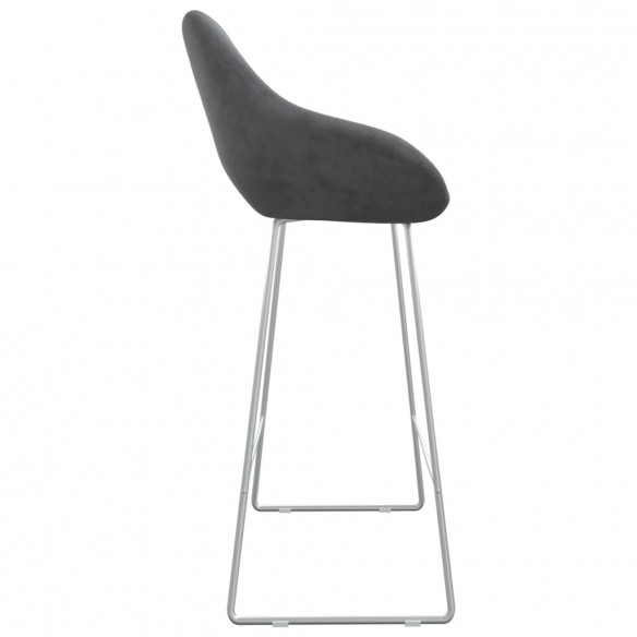 Tabourets de bar lot de 2 gris foncé velours