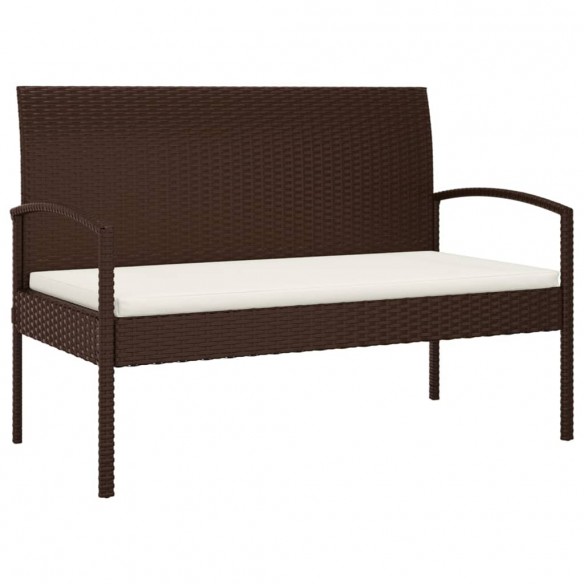 Banc de jardin avec coussin marron 105 cm résine tressée