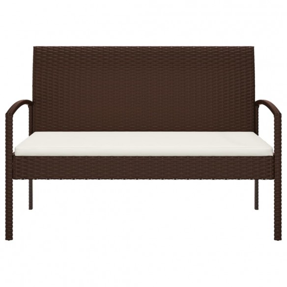 Banc de jardin avec coussin marron 105 cm résine tressée