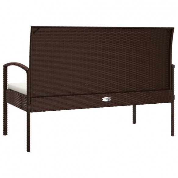 Banc de jardin avec coussin marron 105 cm résine tressée