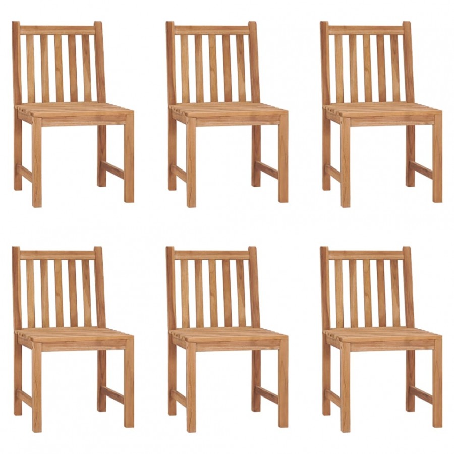 Chaises de jardin 6 pcs avec coussins Bois de teck massif