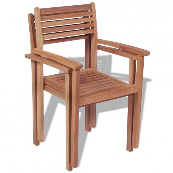 Chaises empilables de jardin 2 pcs Bois de teck solide